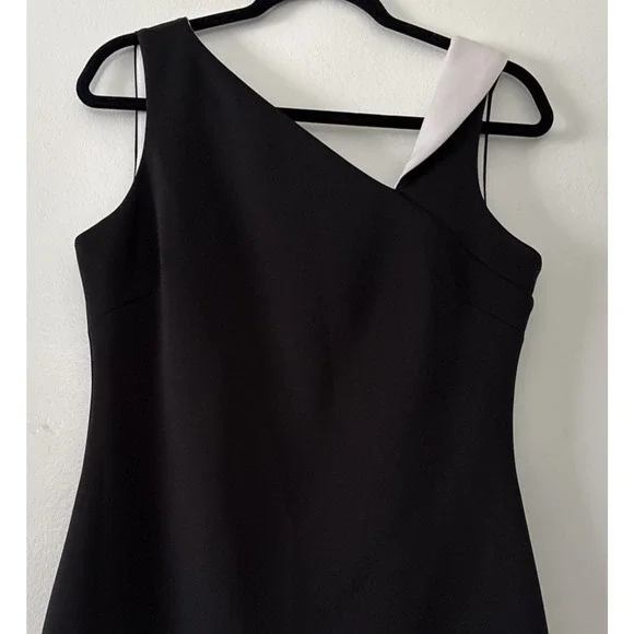 Calvin Klein Sleeveless Full Zip Back Sheath Dress Black White Size 10 Cocktail - Picture 3 of 11